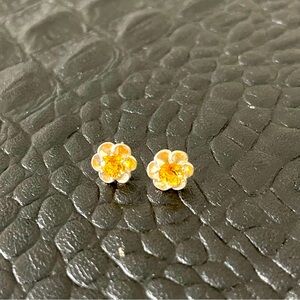 Sterling silver 925 flower citrine earrings